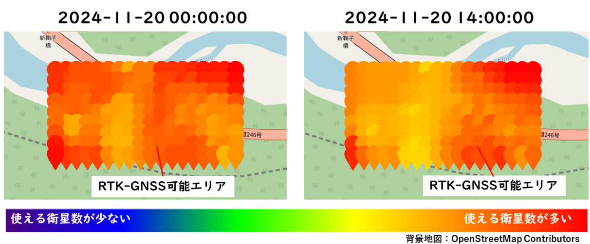 RTK-GNSSに使える衛星数の変化